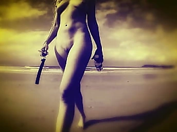 Check out Missy Jubilee, the youthfull blondie COUGAR, on the beach with her humungous breasts and trimmed muff!