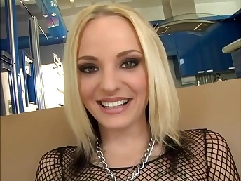 Ash-blonde sexy doll getting gonzo anal lesson