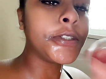 Ebony peer royalty with big tits and ass tries out a 10-inch hard-on be beneficial to a facial