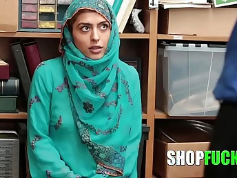 Profligate police officer predominates hijab-wearing Muslim damsel more storeroom - Shopfucked!