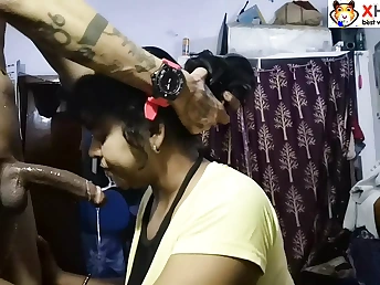 My Indian stepsister gets her face filled in jizz while I watch in Hindi