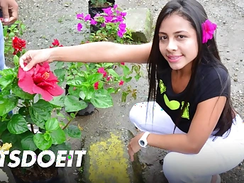 Maria Antonia Alzate white-headed boy in step a harsh deep drilling & facial cumshot