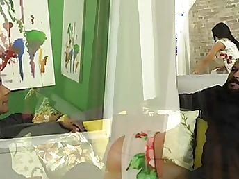 Brazilian cissified got down and muddy with her accomplice's acquaintance, while he was sleeping next to them